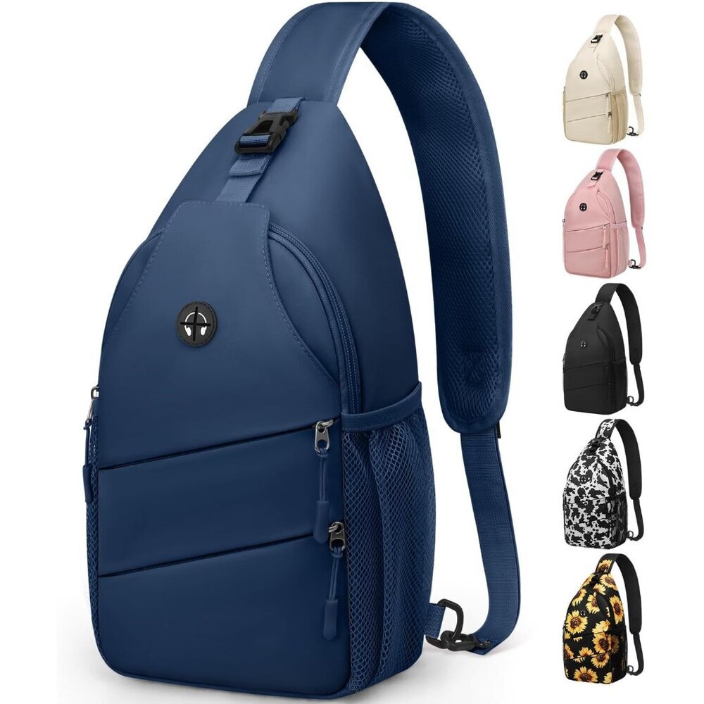 〽️Men Trendy Sling Bag Backpack Navy Blue Casual Convertible Shoulder Strap Bag